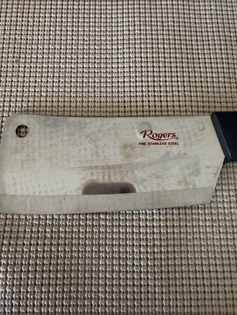 Rogers Vintage 6 inch Stainless Steel Cleaver with Black Handle